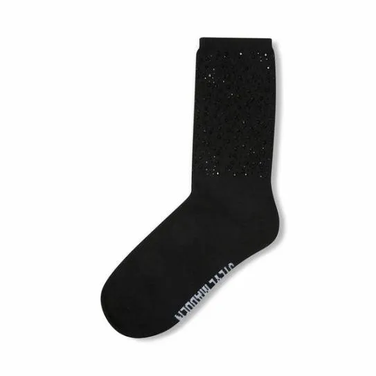 Accessories ALLOVER CRYSTAL CREW SINGLE BLACK Black Steve Madden Socks and Tights