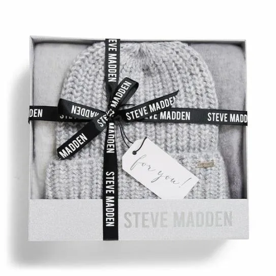 Accessories KNIT BEANIE and SCARF BOX SET GREY MULTI Grey Multi Steve Madden Hats Scarves and Gloves