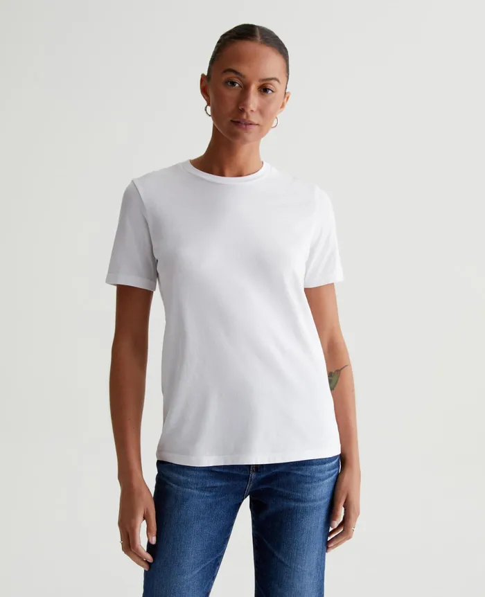 AG Jeans Tees and Tanks Women Jagger Crew TRUE WHITE