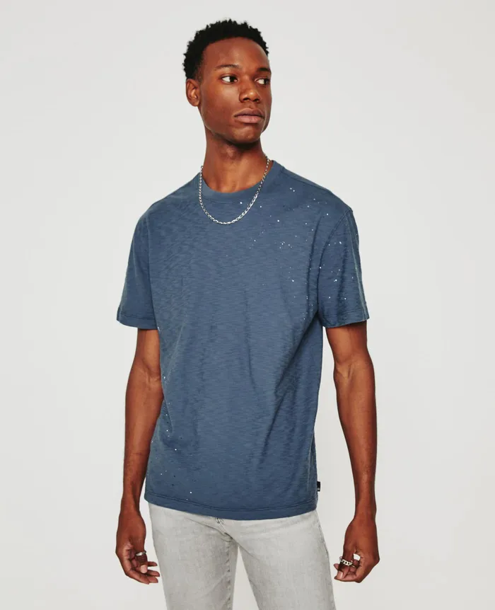 AG Jeans Tees Men Wesley Crew STONE DOT NAVY MULTI