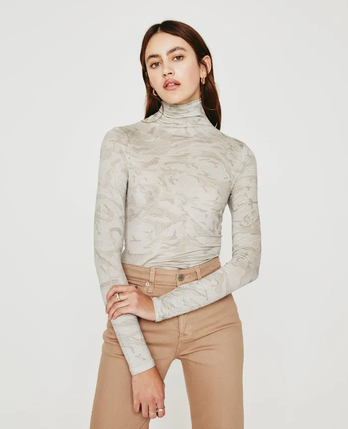 AG Jeans Tops and Shirts Women Chels Turtleneck RADIO MAP NEUTRAL MULTI
