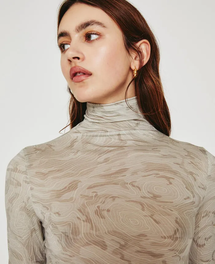 AG Jeans Tops and Shirts Women Chels Turtleneck RADIO MAP NEUTRAL MULTI