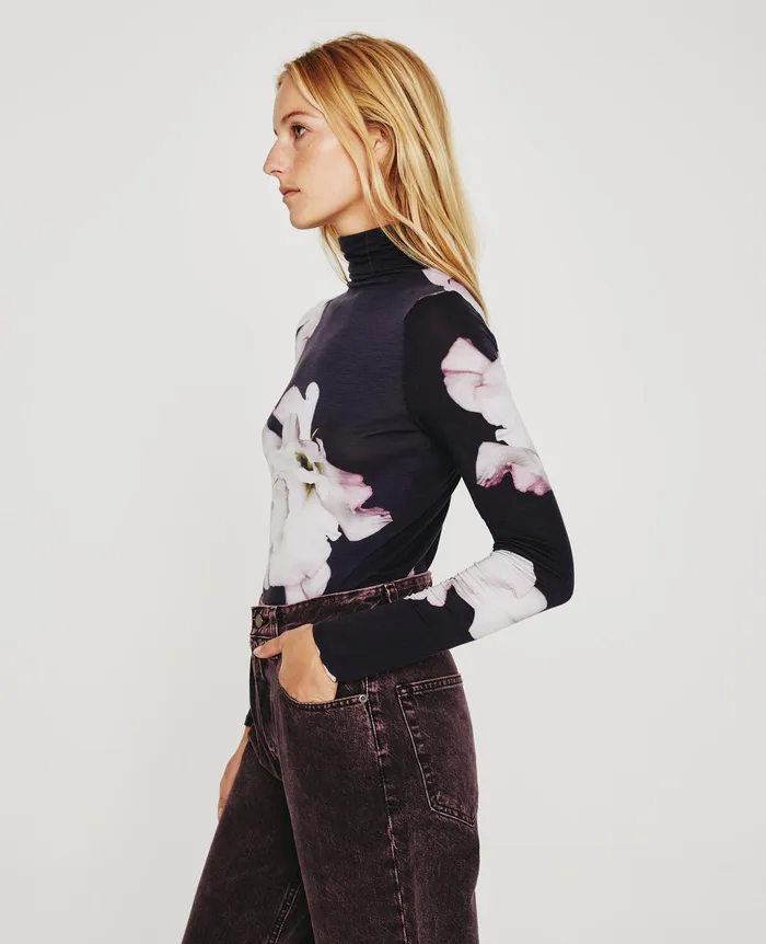 AG Jeans Tops and Shirts Women Chels Turtleneck WILL GARDEN BLACK MULTI