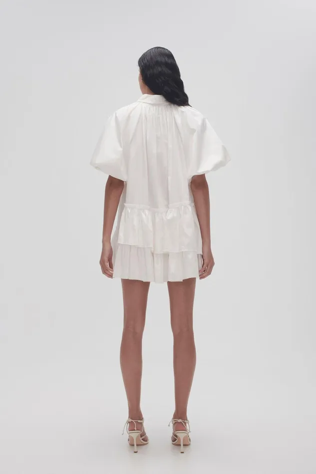 Aje Ambience Smock Mini Dress Ivory Women Dresses
