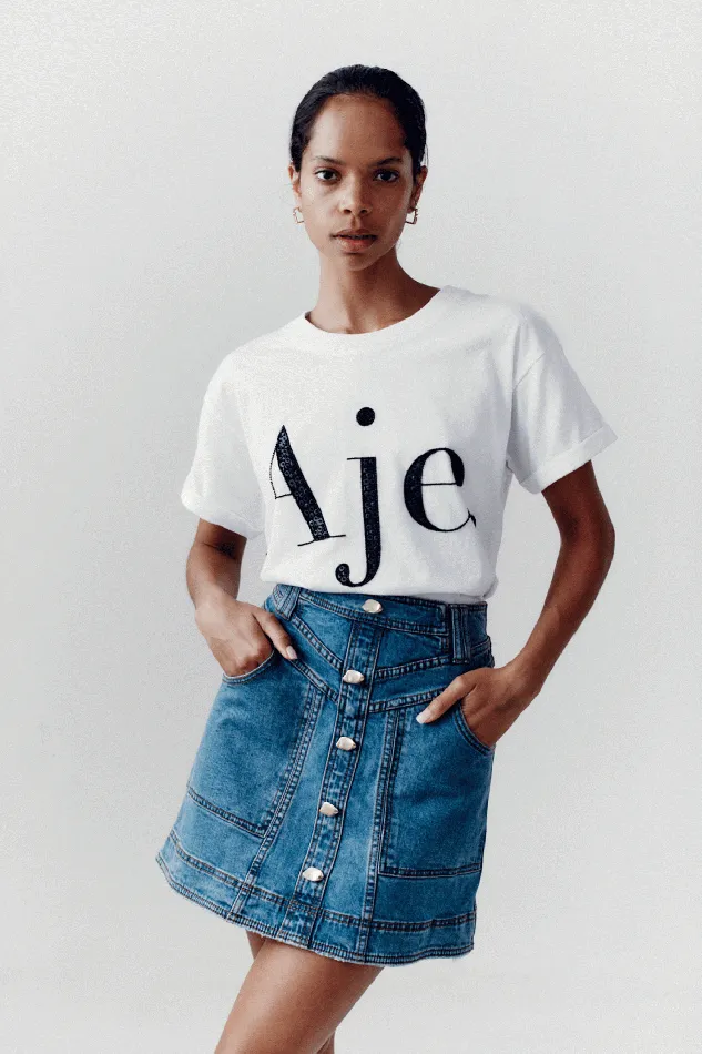 Aje Belmond Denim Mini Skirt 90039s Wash Women Skirts