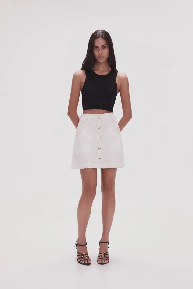 Aje Belmond Denim Mini Skirt White Women Denim