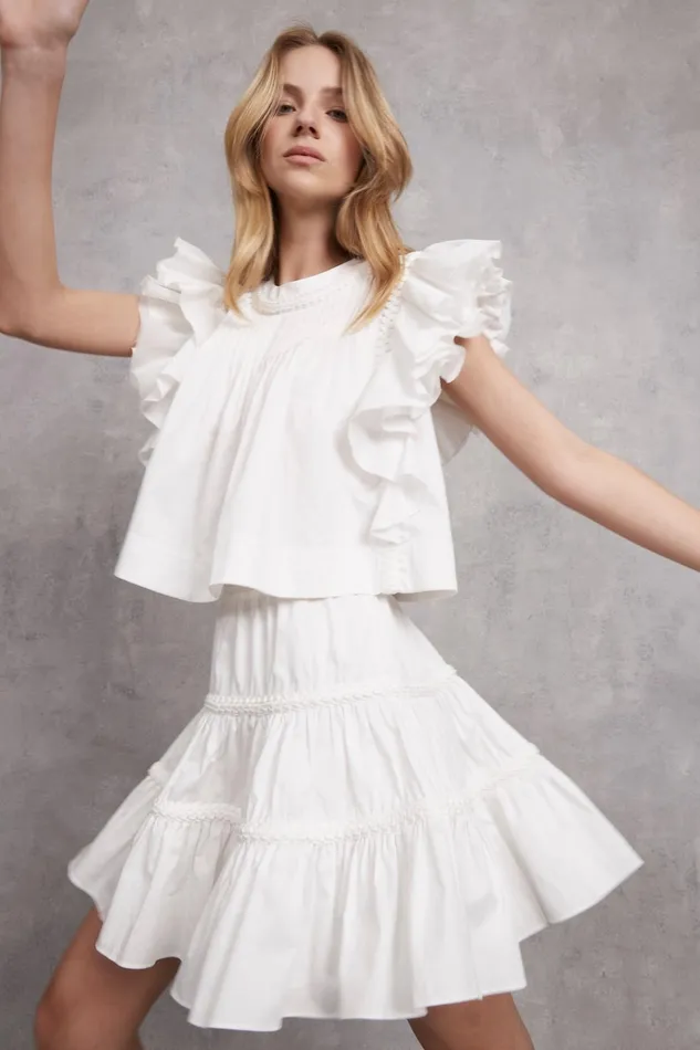 Aje Casabianca Braided Mini Skirt Ivory Women Skirts