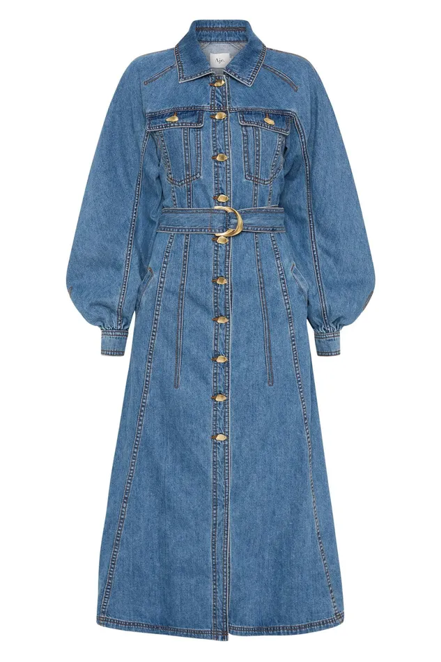 Aje Colorado Denim Midi Dress 90039s Wash Women Dresses