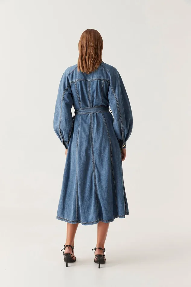 Aje Colorado Denim Midi Dress 90039s Wash Women Dresses