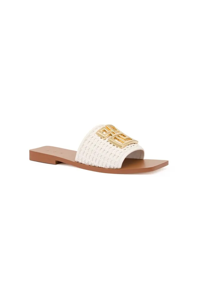 Aje Cosmic Woven Slide Ivory Women Shoes