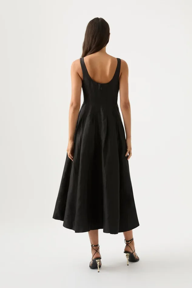 Aje Divinity Pearl Pin Midi Dress Black Women Dresses