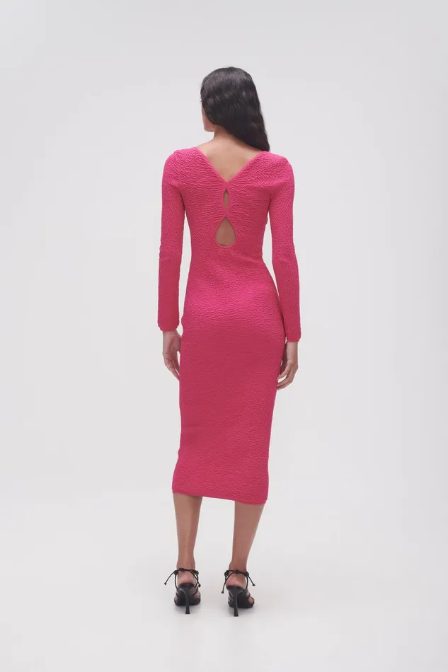 Aje Echo Bubble Body Dress Hot Pink Women Body and Crepe Knit