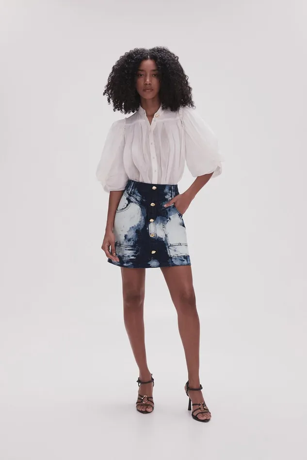 Aje Enigma Denim Mini Skirt Tie Dye Indigo Women Skirts