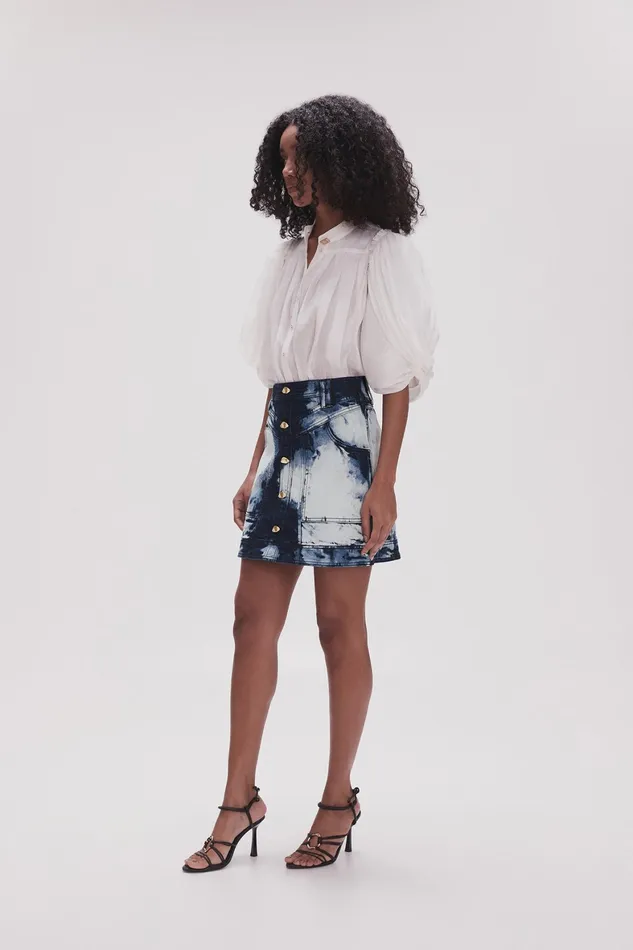 Aje Enigma Denim Mini Skirt Tie Dye Indigo Women Skirts