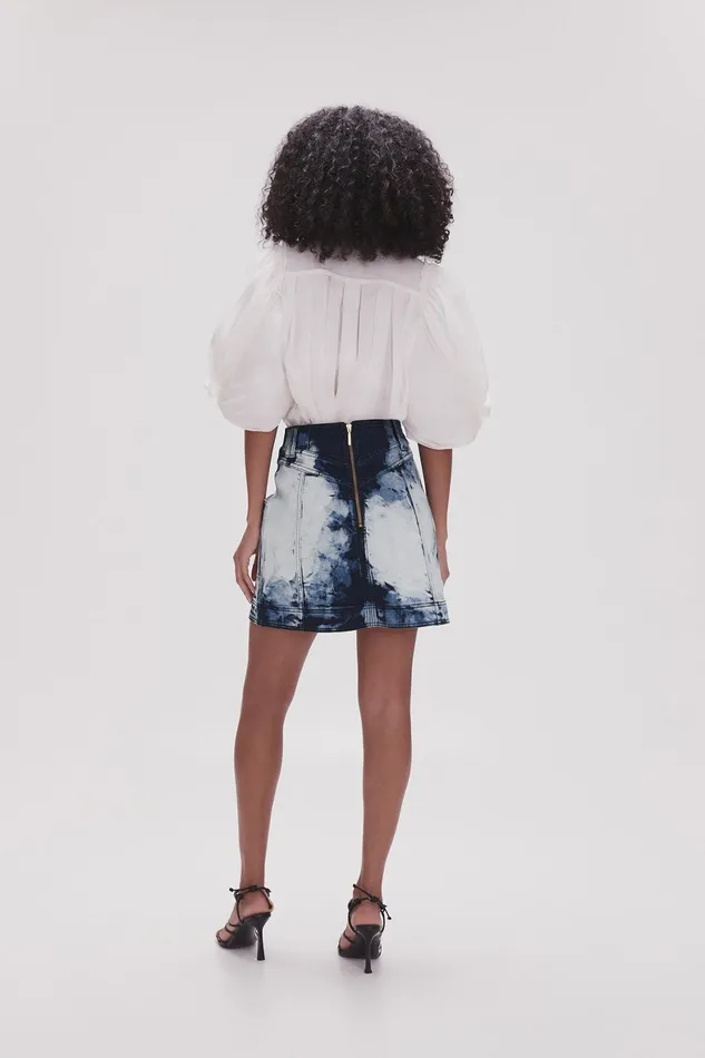 Aje Enigma Denim Mini Skirt Tie Dye Indigo Women Skirts