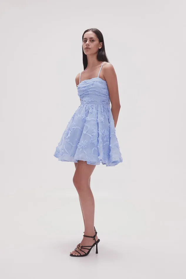 Aje Evangeline Mini Dress Light Sky Blue Women Dresses