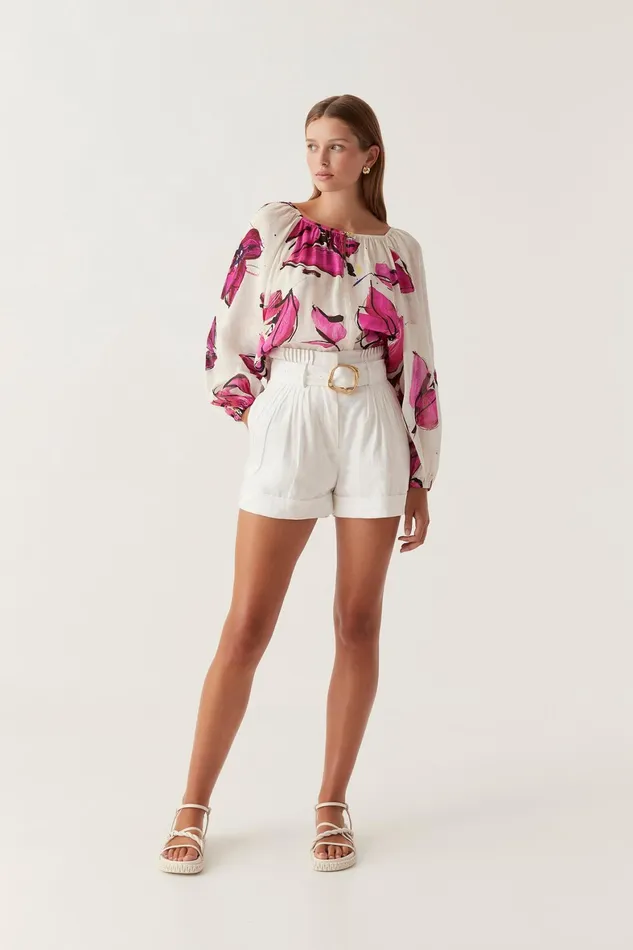 Aje Freda Billow Blouse Falling Florals Women Tops