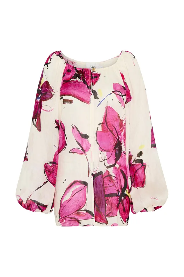 Aje Freda Billow Blouse Falling Florals Women Tops