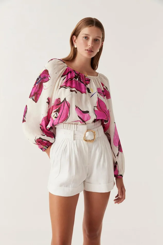 Aje Freda Billow Blouse Falling Florals Women Tops