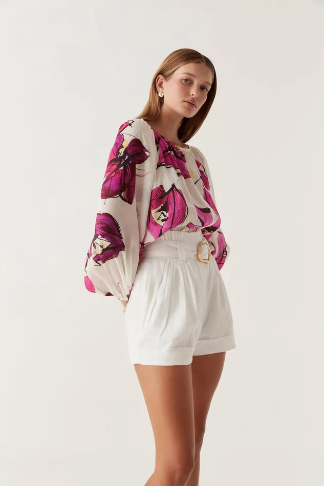 Aje Freda Billow Blouse Falling Florals Women Tops