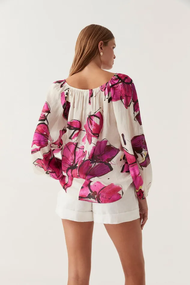 Aje Freda Billow Blouse Falling Florals Women Tops