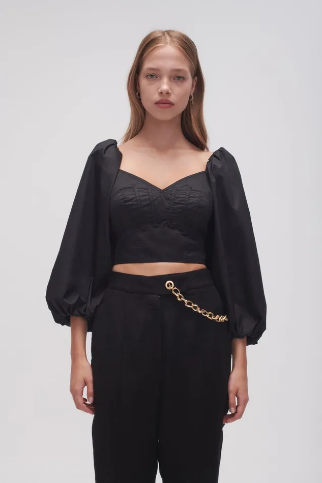 Aje Hester Corsetted Top Black Women Tops