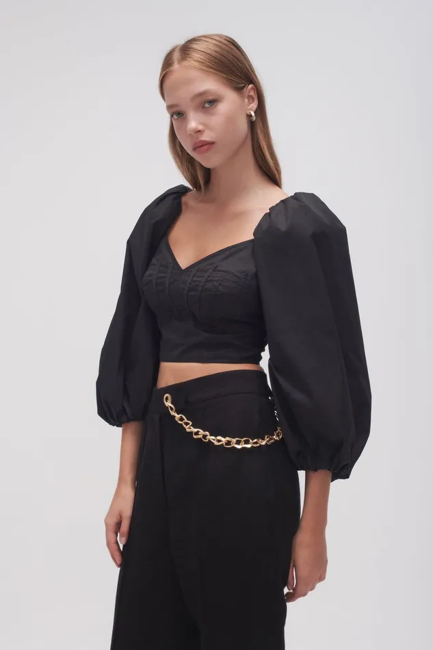 Aje Hester Corsetted Top Black Women Tops