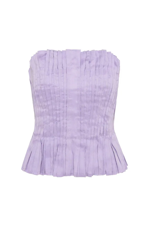 Aje Horizon Pintucked Corset Top Lilac Women Tops