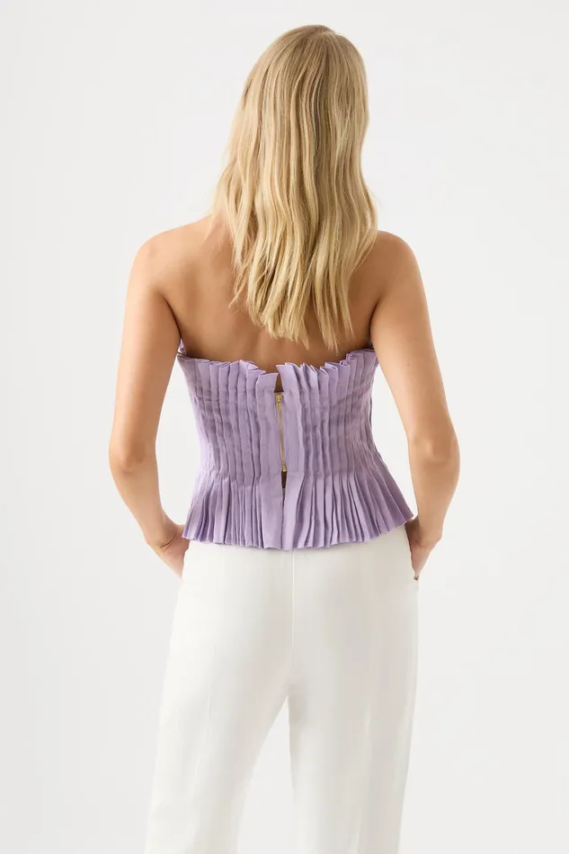 Aje Horizon Pintucked Corset Top Lilac Women Tops