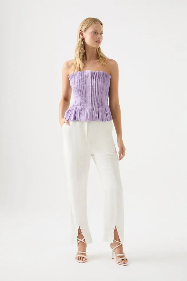 Aje Horizon Pintucked Corset Top Lilac Women Tops
