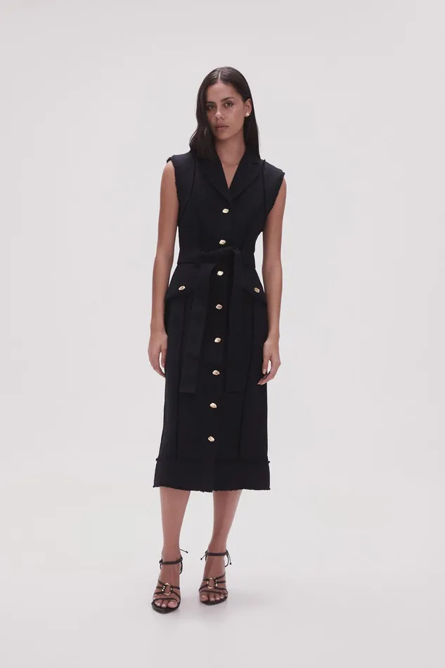 Aje Isabel Utility Midi Dress Black Women Dresses