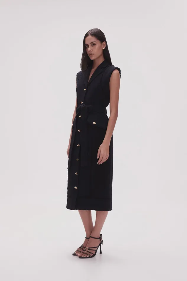 Aje Isabel Utility Midi Dress Black Women Dresses