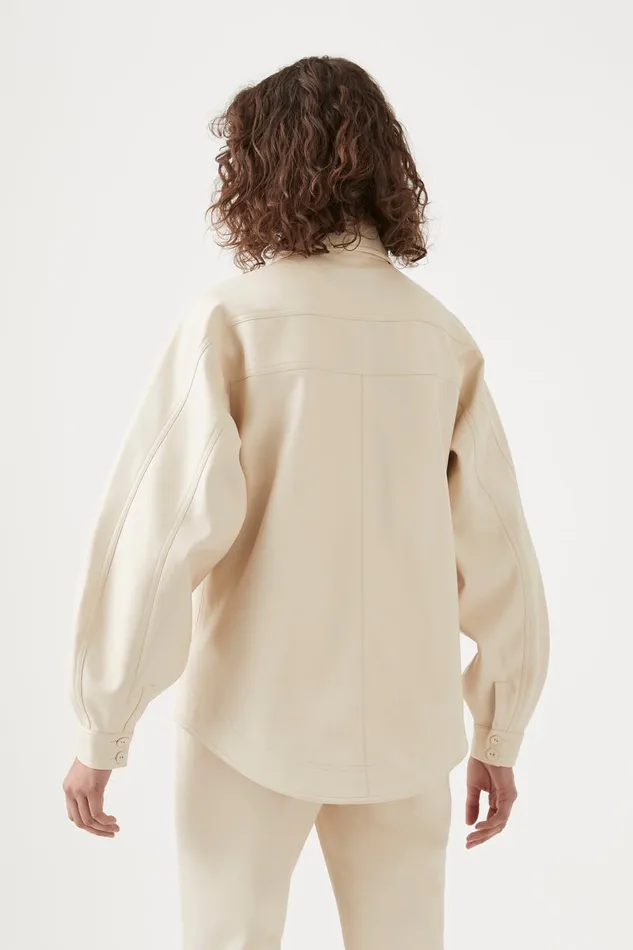 Aje Lumen Pearl Shirt Sandstone Beige Women Tops
