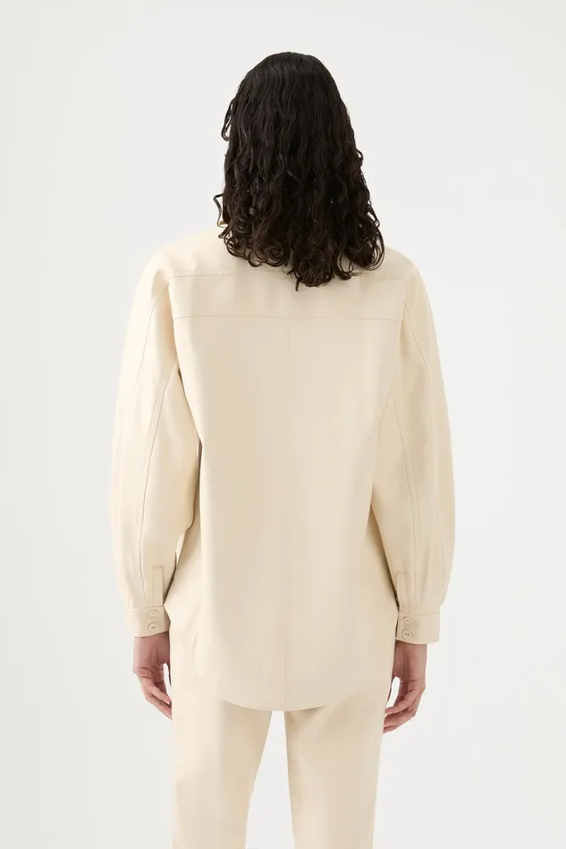 Aje Lumen Pearl Shirt Sandstone Beige Women Tops