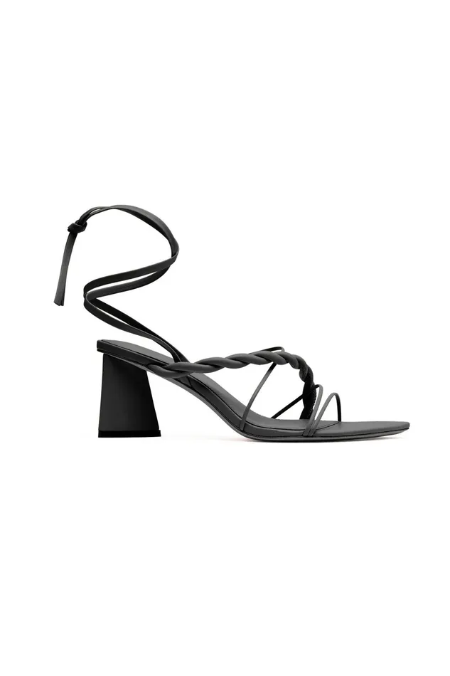 Aje Rosamund Strappy Twist Heel Black Women Shoes