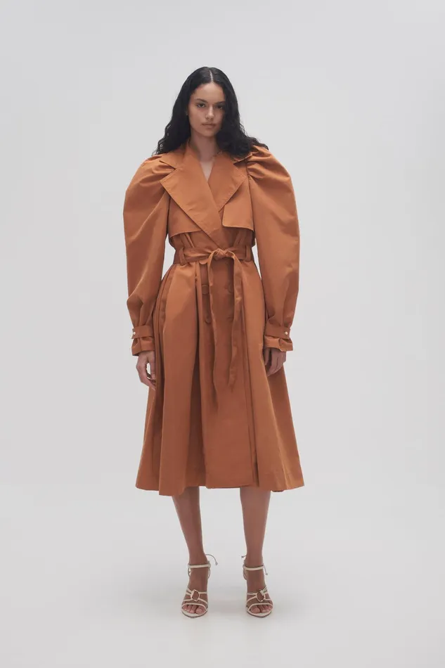 Aje Roxanne Trench Coat Chestnut Brown Women Blazers Jackets and Coats