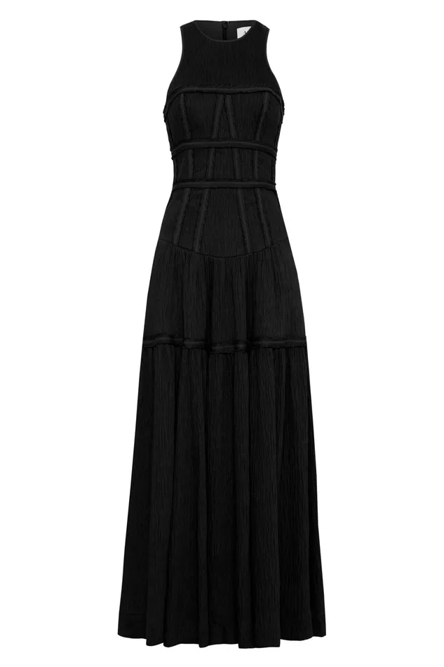 Aje Tidal Corset Midi Dress Black Women Dresses