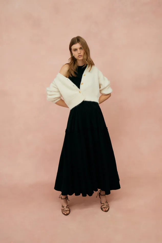Aje Tidal Corset Midi Dress Black Women Dresses