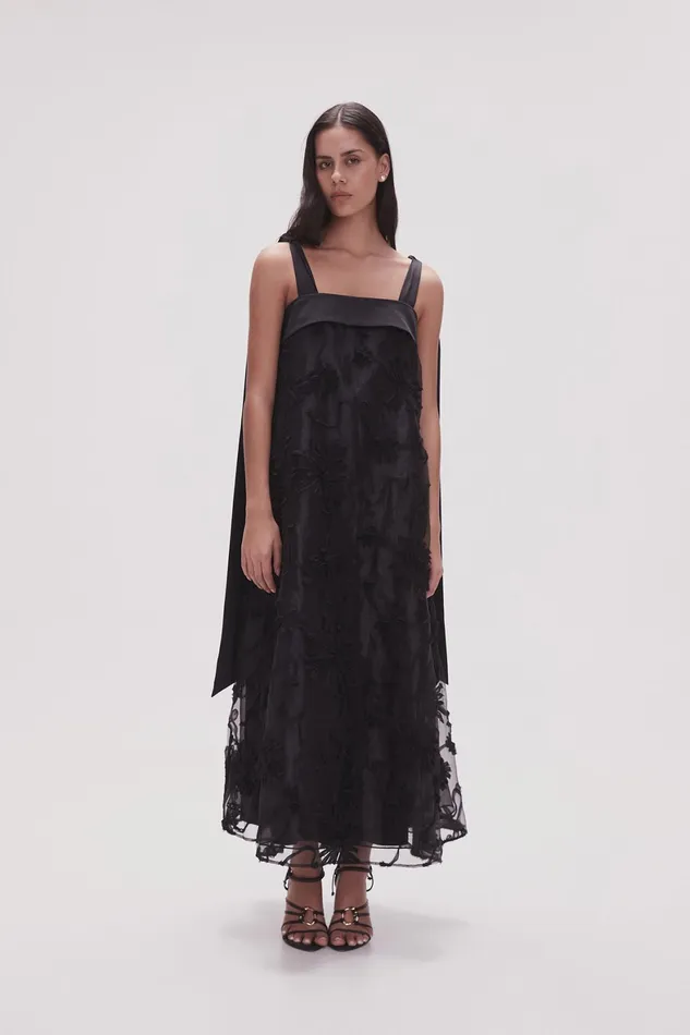 Aje Ursula Midi Dress Black Women Dresses