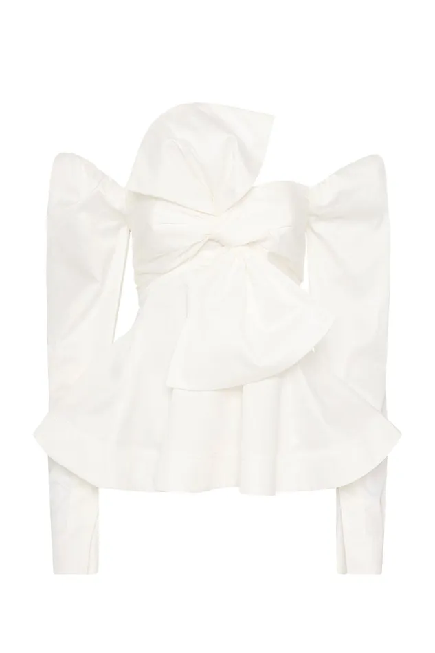 Aje Valentina Strapless Bow Top Ivory Women Tops