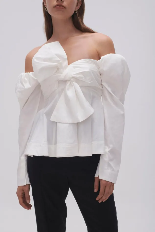 Aje Valentina Strapless Bow Top Ivory Women Tops