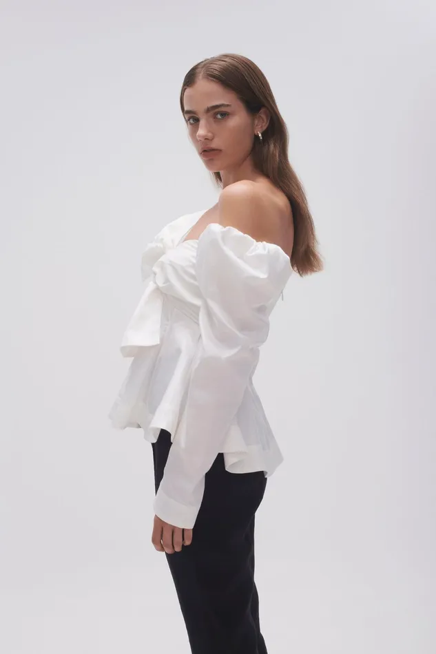 Aje Valentina Strapless Bow Top Ivory Women Tops