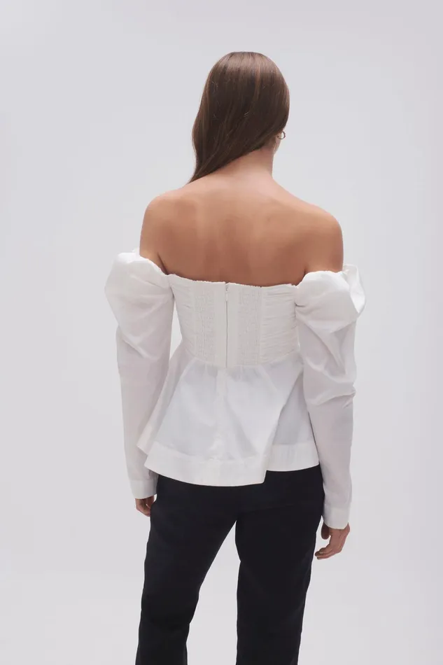 Aje Valentina Strapless Bow Top Ivory Women Tops