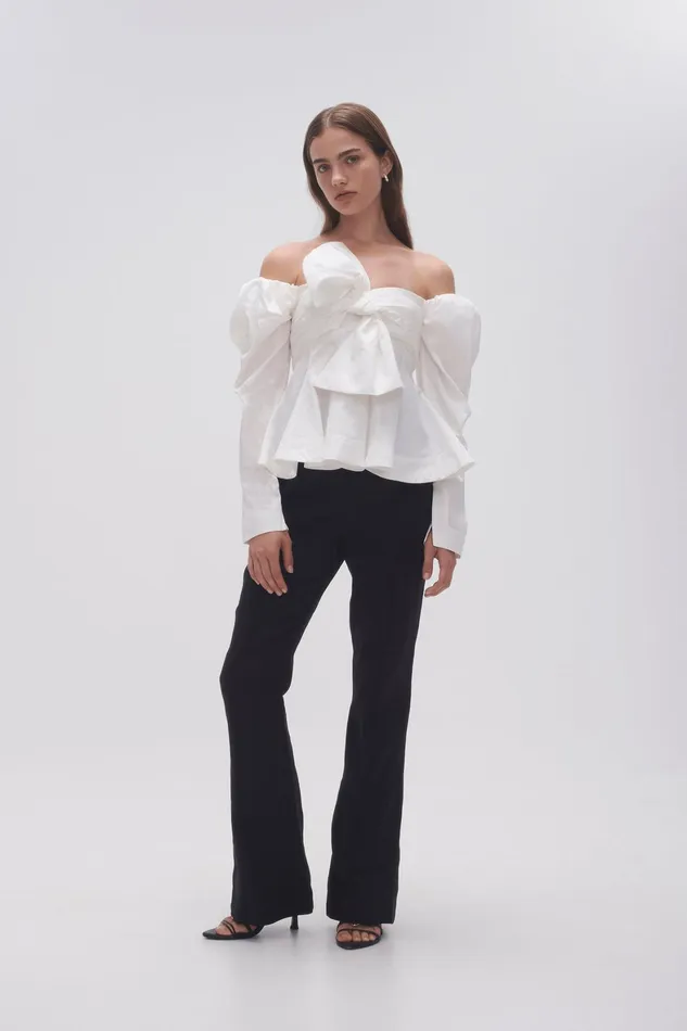 Aje Valentina Strapless Bow Top Ivory Women Tops