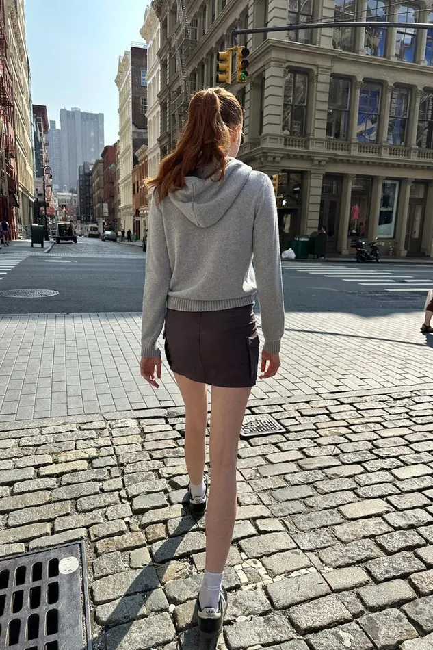 Alana ZipUp Sweater Heather Grey Women Brandy Melville Sweaters