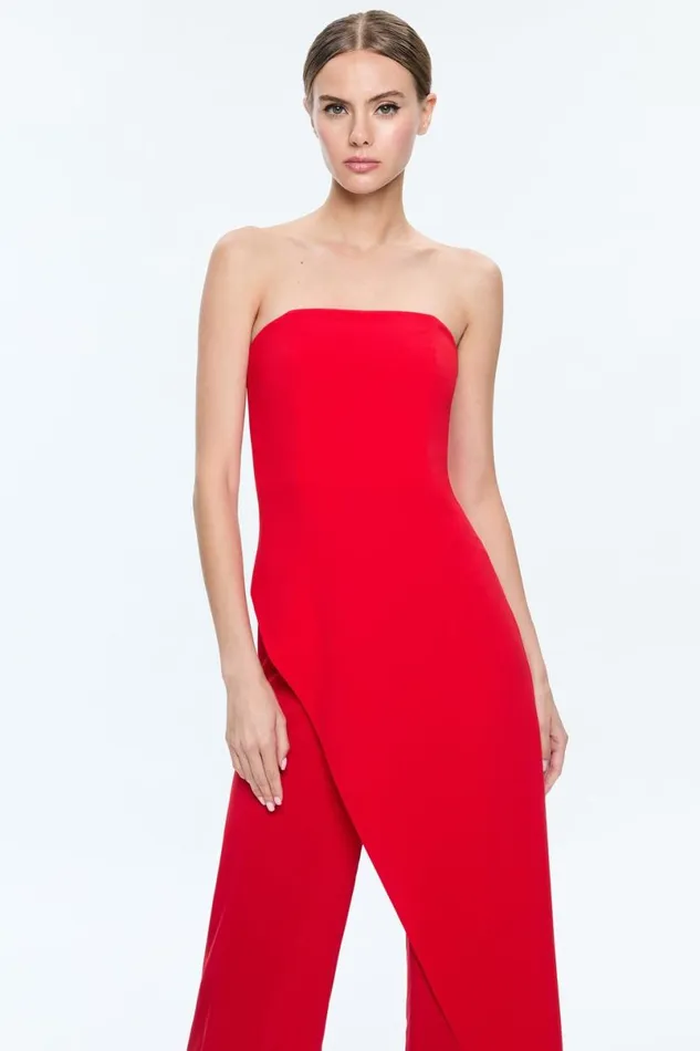 Alice Olivia Alondra Jumpsuit Bright Ruby Women Jumpsuits