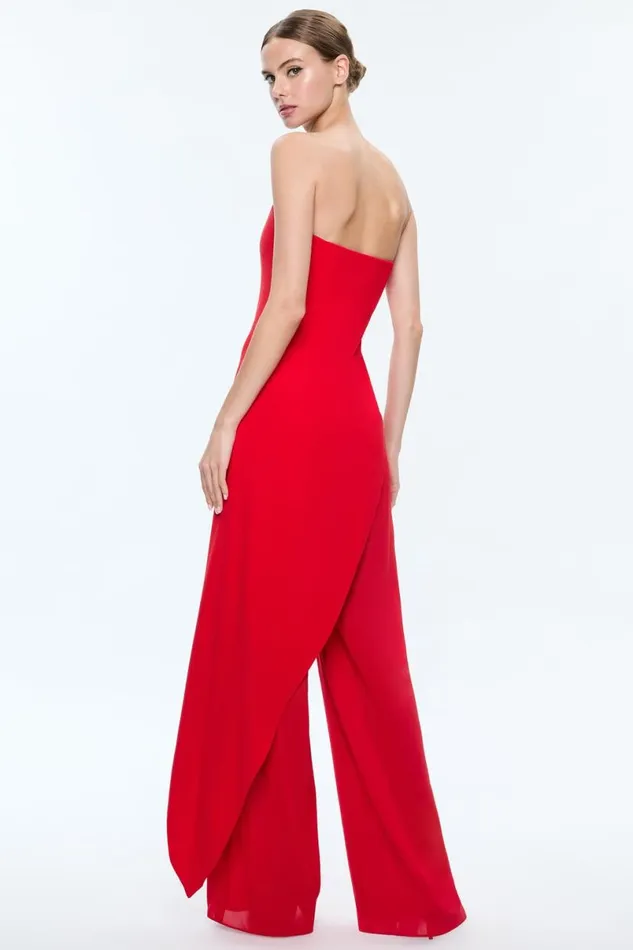 Alice Olivia Alondra Jumpsuit Bright Ruby Women Jumpsuits