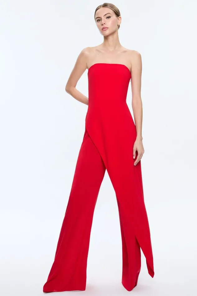 Alice Olivia Alondra Jumpsuit Bright Ruby Women Jumpsuits