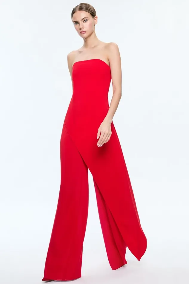 Alice Olivia Alondra Jumpsuit Bright Ruby Women Jumpsuits