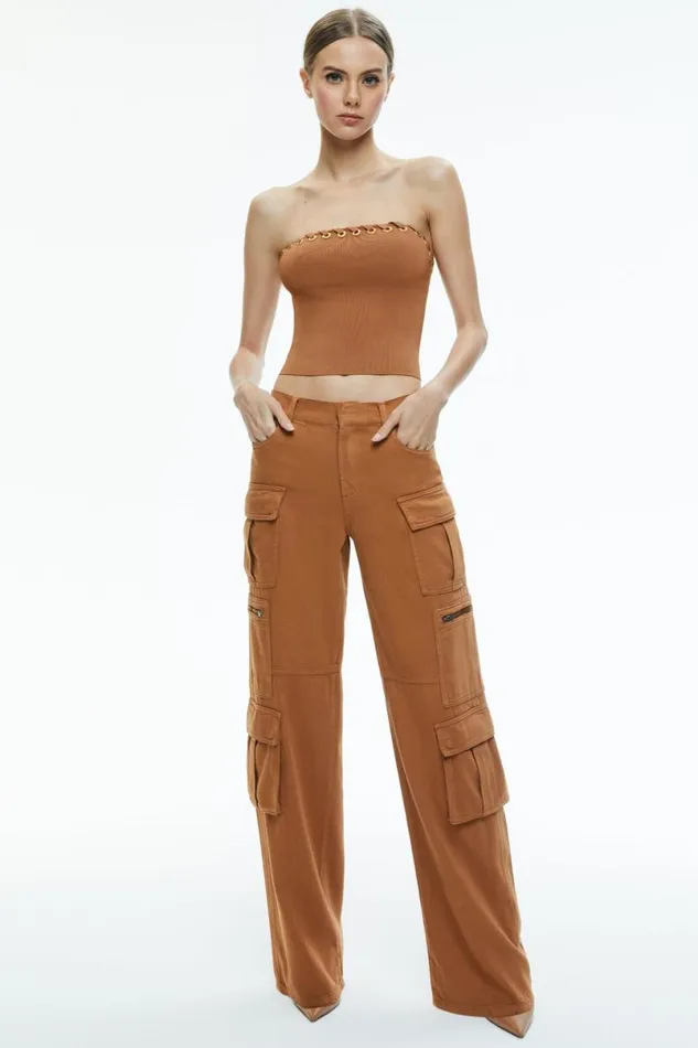 Alice Olivia Cay Cargo Jean Camel Women Pants